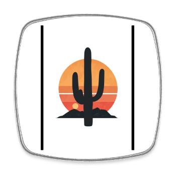 Desert Sun Cactus Silhouette - Square fridge magnet - white - Front