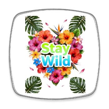 Stay Wild Tropical Flowers - Square fridge magnet - white - Front