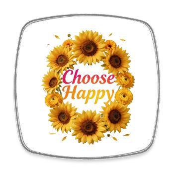 Choose Happy Sunflower Wreath - Square fridge magnet - white - Front