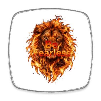 Be Fearless Flame Lion - Square fridge magnet - white - Front