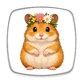 golden hamster - Square fridge magnet - white - Front