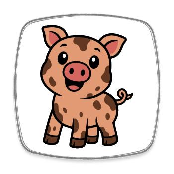 Dirty happy piggy - Square fridge magnet - white - Front