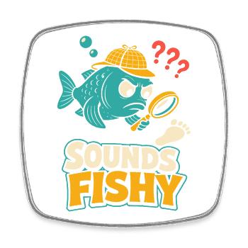 Sounds Fishy Detective Fish - Square fridge magnet - white - Front