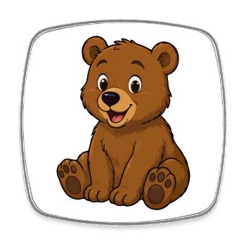 Cuddly Bear Cartoon – Cute Bear - Square fridge magnet - white - Front
