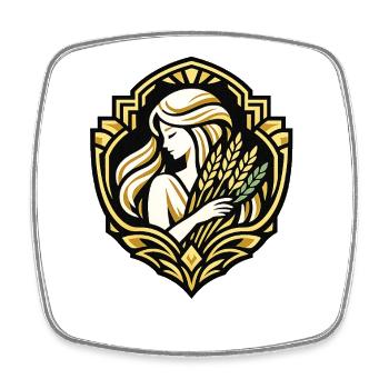 Golden Grain Queen Emblem - Square fridge magnet - white - Front