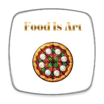 Food Is Art ... Pizza Margherita - Square fridge magnet - white - Front