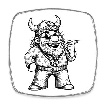 Funny Hippie Viking: Cute Retro Father's Day - Square fridge magnet - white - Front