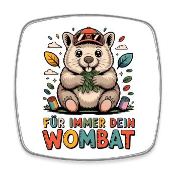Wombat mit Blättern – Für Immer Dein - Viereckiger Kühlschrankmagnet - Weiß - Vorne