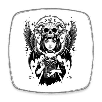 Demon Wings Gothic Girl - Square fridge magnet - white - Front
