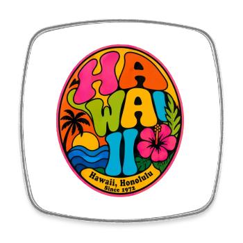 Retro Hawaii Badge 1972 - Square fridge magnet - white - Front