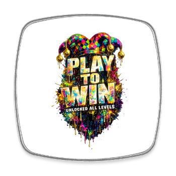 Play to Win Color Burst - Square fridge magnet - white - Front