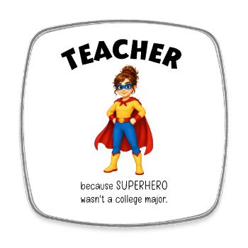 Gift Teacher Superheroine - Square fridge magnet - white - Front