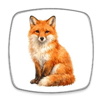 Renard aquarelle dans la forêt - Magnet carré - blanc - Devant
