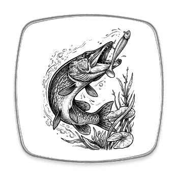 Pike on a softbait | Classic Collection - Square fridge magnet - white - Front