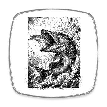 Pike on the Wobbler | Classic Collection - Square fridge magnet - white - Front