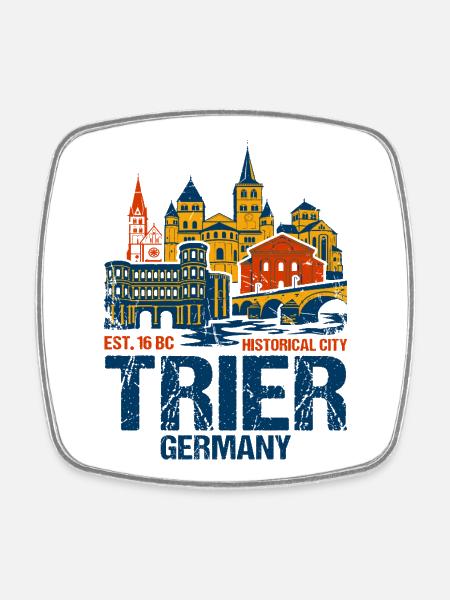 Historical Trier Germany City Skyline Novelty - Square fridge magnet - white