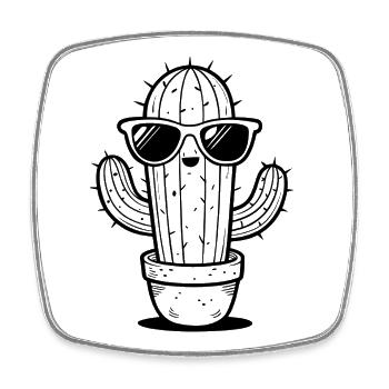 Lunettes de soleil cactus - Magnet carré - blanc - Devant