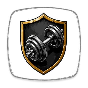 Shield of Power Dumbbell Logo - Square fridge magnet - white - Front