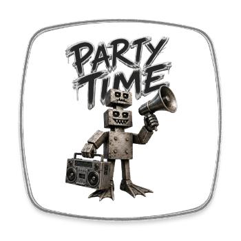 Robot Party Time - Magnet carré - blanc - Devant