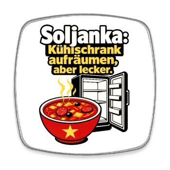 Soljanka DDR Nostalgie Kuehlschrank aufraeumen Wit - Square fridge magnet - white - Front
