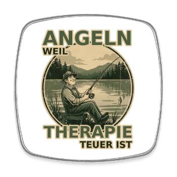 Angeln, weil Therapie teuer ist - Viereckiger Kühlschrankmagnet - Weiß - Vorne