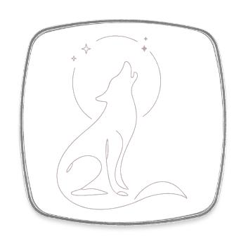 Howling wolf and full moon in one-line style - Square fridge magnet - white - Front
