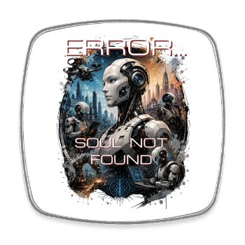 Cyberpunk Cyborg Robot Dystopia Error - Square fridge magnet - white - Front