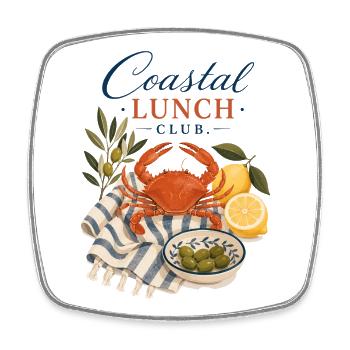 Coastal Lunch Club Crab Mediterranean - Square fridge magnet - white - Front