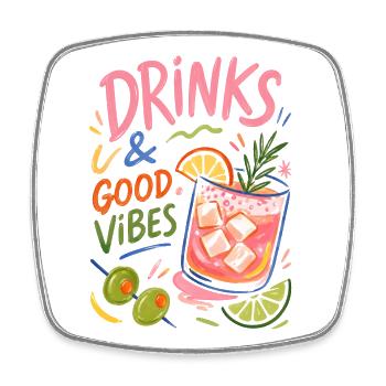 Cocktails colorés pour les soirées d’été - Magnet carré - blanc - Devant
