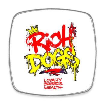 Rich Dogs Graffiti Crown - Square fridge magnet - white - Front