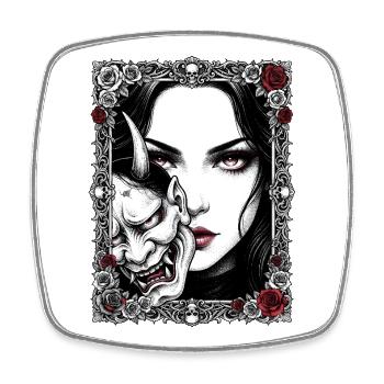 Gothic Mask Portrait - Square fridge magnet - white - Front