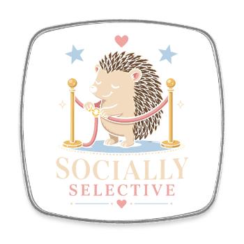 Hérisson socialement sélectif avec de l’humour - Magnet carré - blanc - Devant