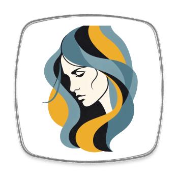 Abstract Woman Profile  Modern Minimalist Line Art - Square fridge magnet - white - Front