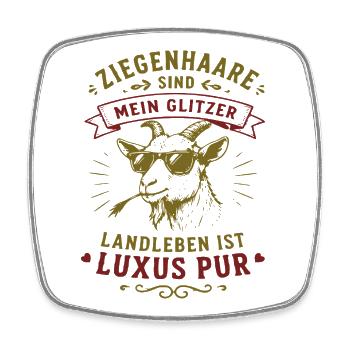 Ziege mit Glitzer: Luxus Landleben - Viereckiger Kühlschrankmagnet - Weiß - Vorne