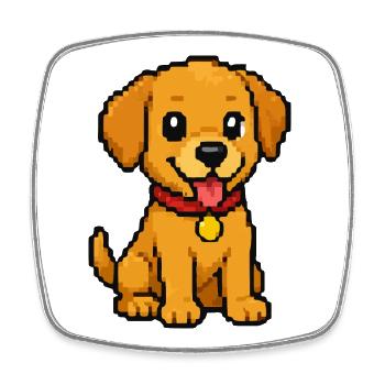 Chiot Pixel avec ruban rouge - Magnet carré - blanc - Devant