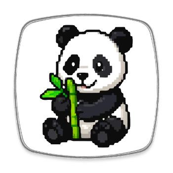 Pixel Panda with Bamboo - Square fridge magnet - white - Front