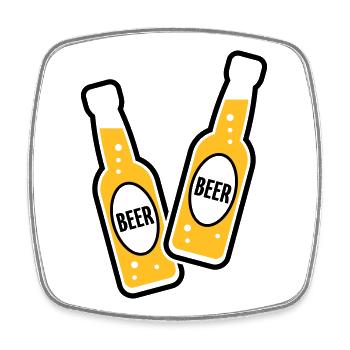 2 Toasts aux bouteilles de bière (Beery / POS 2C) - Magnet carré - blanc - Devant