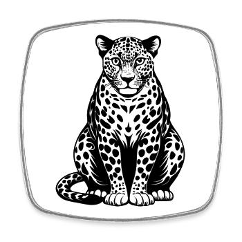 Leopard sitting - Square fridge magnet - white - Front