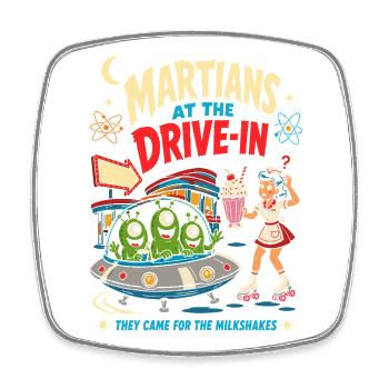 Martiens au Drive-In Diner - Magnet carré - blanc - Devant