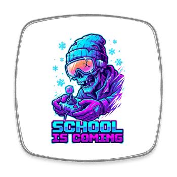 L’école arrive Joueur de zombies néon Winter Beanie - Magnet carré - blanc - Devant