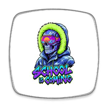 L’école arrive Parka d’hiver Cyber Skull - Magnet carré - blanc - Devant