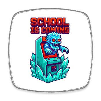 Die Schule kommt Zombie Pixel Art Arcade - Viereckiger Kühlschrankmagnet - Weiß - Vorne
