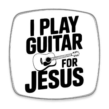 I Play Guitar For Jesus - Square fridge magnet - white - Front