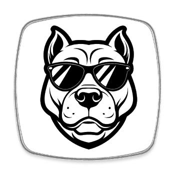 Pitbull Sunglasses - Square fridge magnet - white - Front