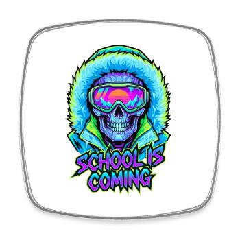 L’école arrive, Cyber Skull Skull Fur Hood - Magnet carré - blanc - Devant
