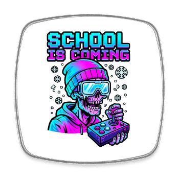 School Is Coming Profile Snow Goggles Cyber Zombie - Square fridge magnet - white - Front