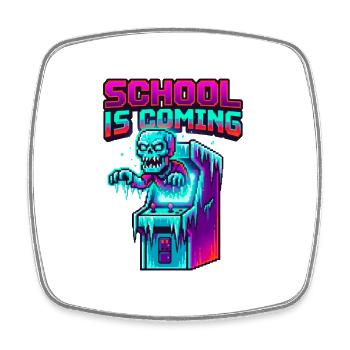 L’école arrive Borne d’arcade Pixel Zombie - Magnet carré - blanc - Devant