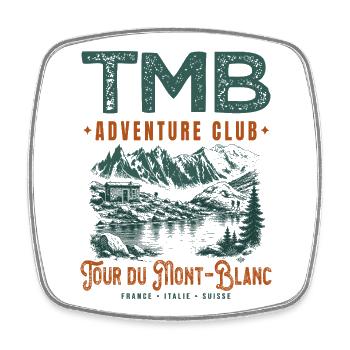 TMB Adventure Club Tour du Mont-Blanc Randonnée - Magnet carré - blanc - Devant