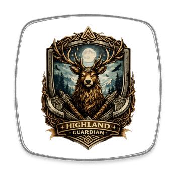 Crête du Cerf Gardien des Highlands - Magnet carré - blanc - Devant