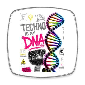 Techno est mon ADN, néon arc-en-ciel Helix - Magnet carré - blanc - Devant